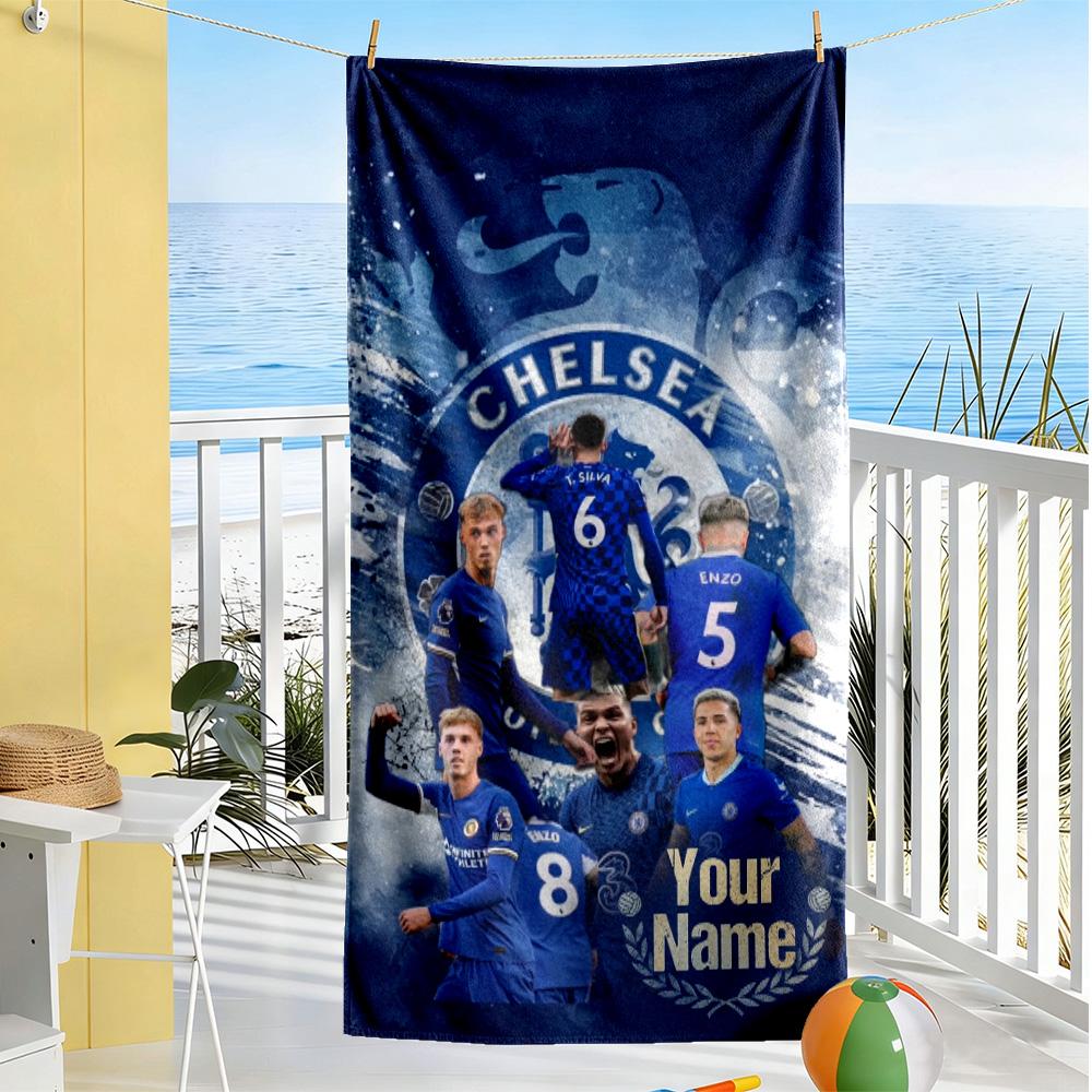 Chelsea Fc Football Player Customized Name Beach Towel Super Soft & Absorbent Suitable for Sports Travel Swimming Yoga Bathroom Beach And Pool