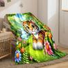 Cute Tiger in a Colorful Jungle print blanket soft and cozy perfect for the living room bed sofa or a nap,gift