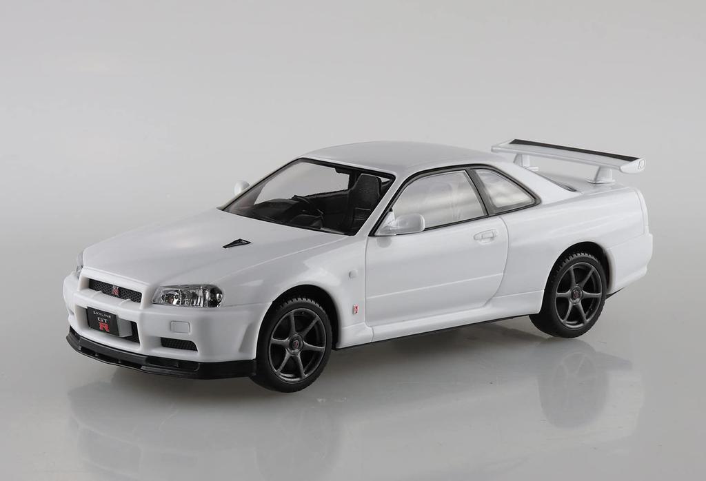 AOSHIMA The Snap Kit Series Nissan R34 Skyline White Color Coded Plastic Model 1/32 GT-R 11-B