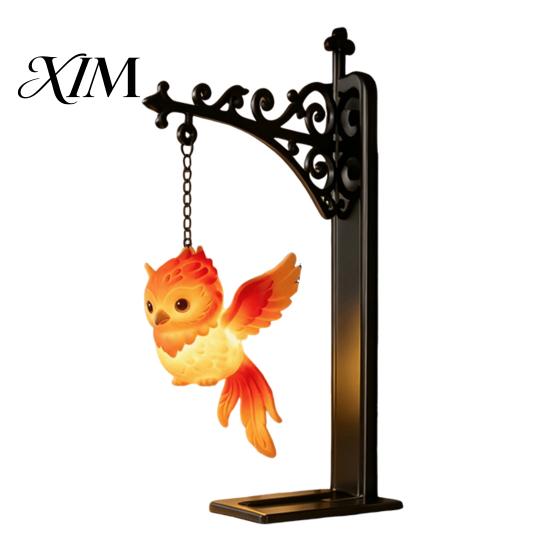 Relaxed Reading Light for Den Hanging Magic Owl Bird Deer Bookend Lamp, Gothic Metal Bookshelf Light, Unique Gift Mom Sister Vintage