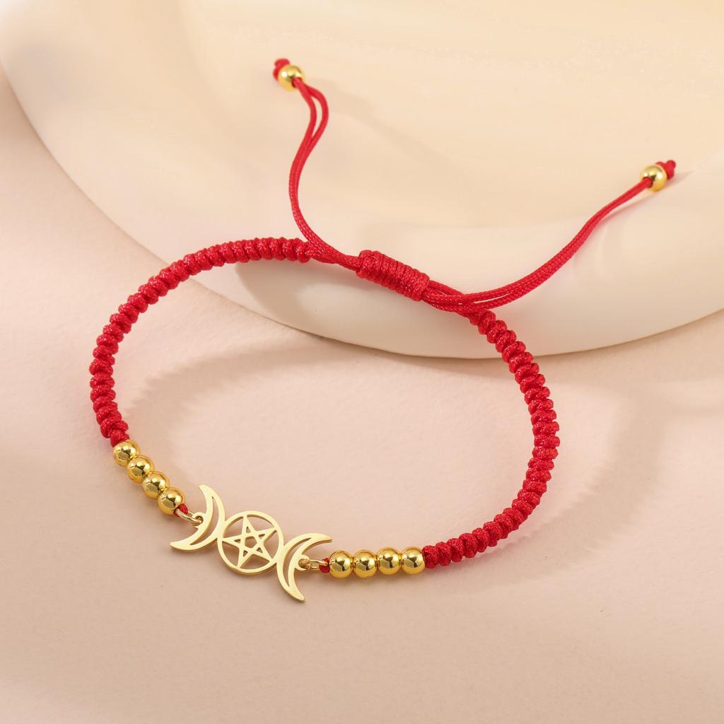 Náramek Tři měsíční bohyně pro ženy Muže Nastavitelná šňůrka Hekaté Spirální amulet Pohanská šperky Čarodějnice Luna Pentagram Přívěsek