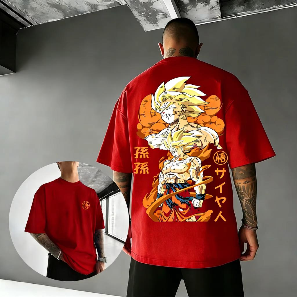 Dragon Ball Trendy hot items Anime Cotton Tshirt Summer New Super Saiyan Printed Mens and Womens Street Hip Hop Casual Top