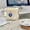 Handbemalte Tulpen-Kaffeetasse Untertasse kreatives Kaffeetassen-Untertassen-Set Nachmittagstee hochwertiger Keramikbecher Damen-Wasserbecher