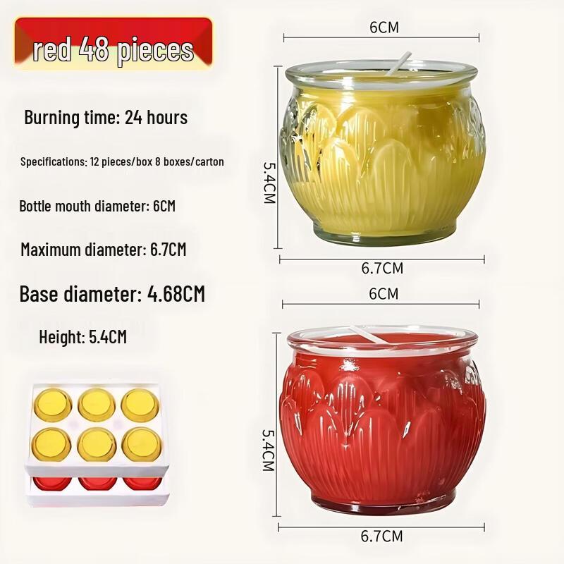 Smokeless Lotus Glass Oil Lamp for Buddhist Altar
