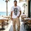 Men's Day of the Dead Graphic T-Shirt, Breathable Comfortable Casual Streetwear, Versatile Daily Wear with Fun Creative Design