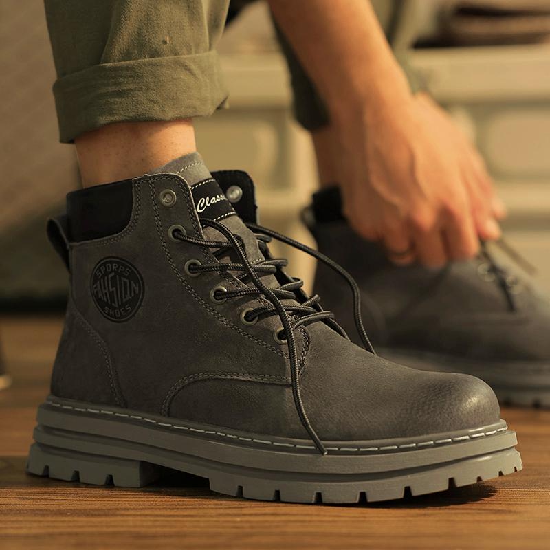 Mode Stiefel Herren High Top Stiefel Herren Lederschuhe Wintermode Plüsch Warme Schuhe Outdoor Damen Schnürstiefel Rutschfest Knöchelstiefel Männlich