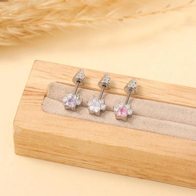 Micro-Pave Cat Claw Zircon Cartilage Stud Earrings - Trendy Stackable Piercing Jewelry for Girls
