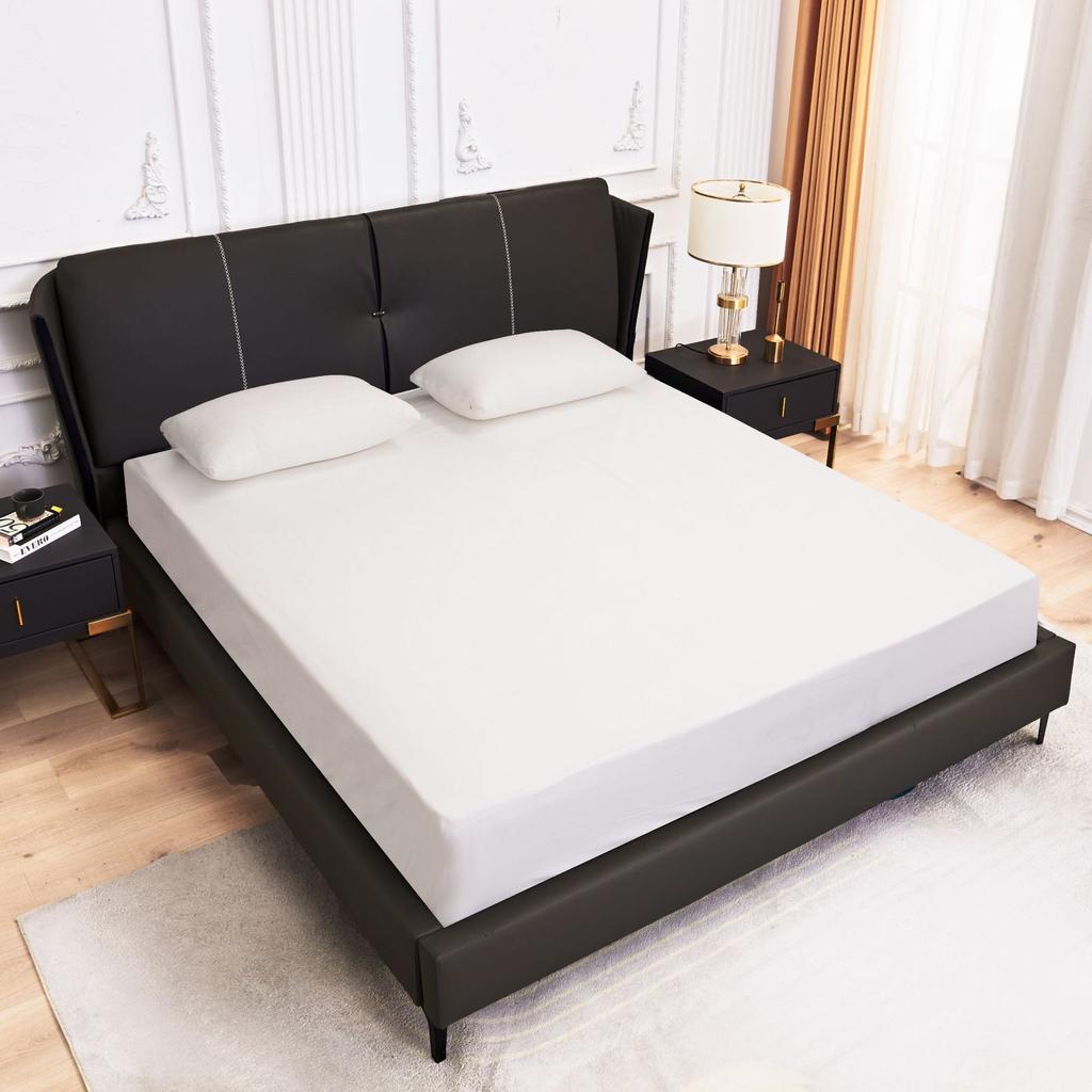 Solid Color Fitted Sheet Breathable Bedsheet Mattress Protective Cover Soft Bedding Non-slip Bed Cover Suitable for Home Master Bedroom Guest Bedroom