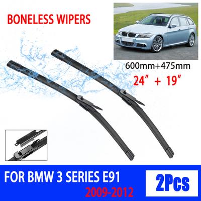 Dla BMW Serii 3 E91 2009-2012 Samochodowe wycieraczki Pióro wycieraczki z miękkiej gumy HD Ciche wycieraczki samochodowe 24"+19"