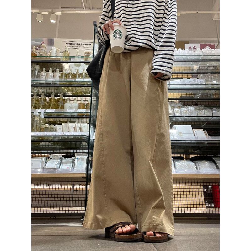 2026 Super Stylish Workwear Pants in Khaki, Wide-Leg, Slimming, Plus Size, Japanese Style, Relaxed and Lazy Vibe Pants for Spring