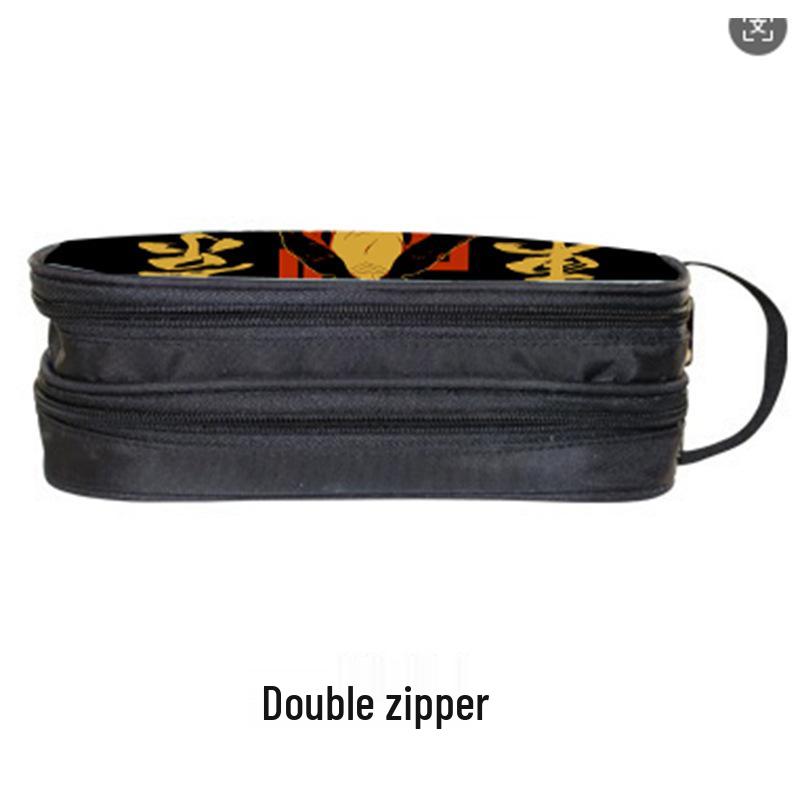 Double-Layer Student Pencil Case with Various Printed Patterns - Large Capacity