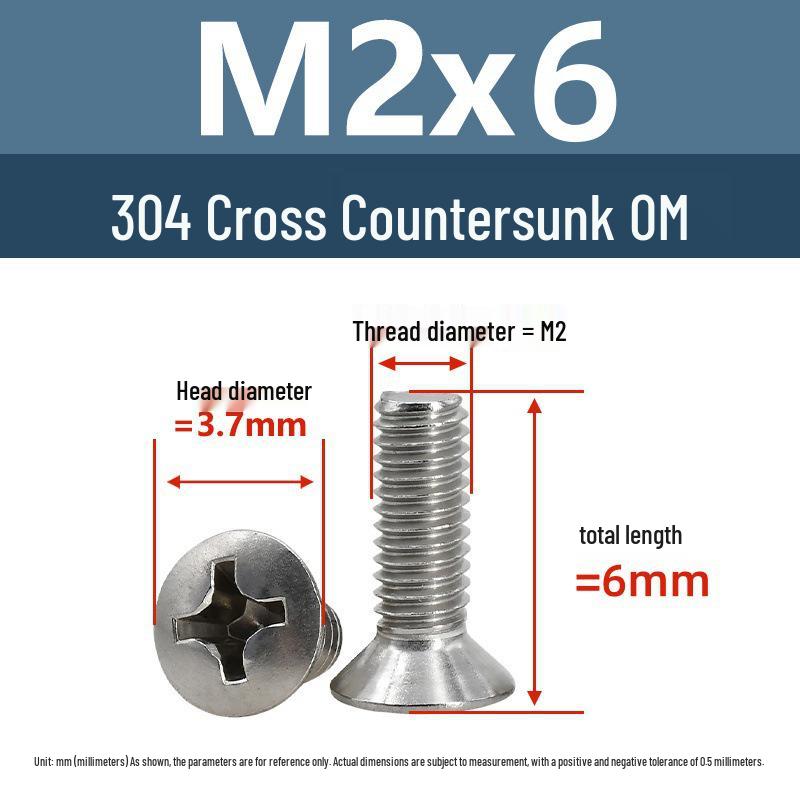 Yigu Stainless Steel Phillips Countersunk Screws M2-M6 Fasteners