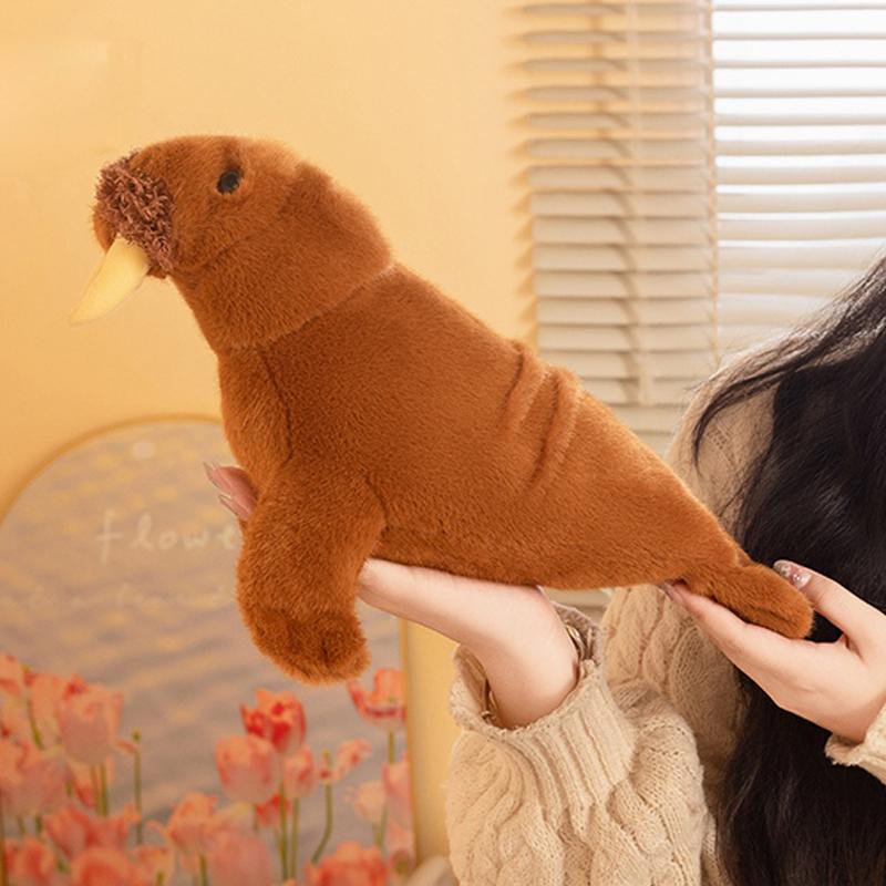 Walrus Plushie Kawai Simulation Animal Walrus Doll Soft Skin-friendly Companionship Items Plush Toy Decorative Gift For Children