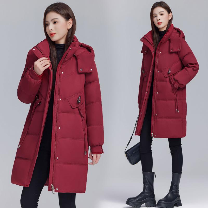 Young mother down jacket women's medium and long winter new loose foreign and thin white duck down jacket