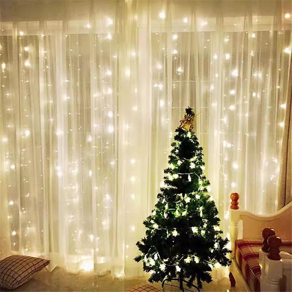 3M LED Curtain Garland on the Window USB String Lights Fairy Festoon Remote Control New Year Christmas Decorations for Home Room