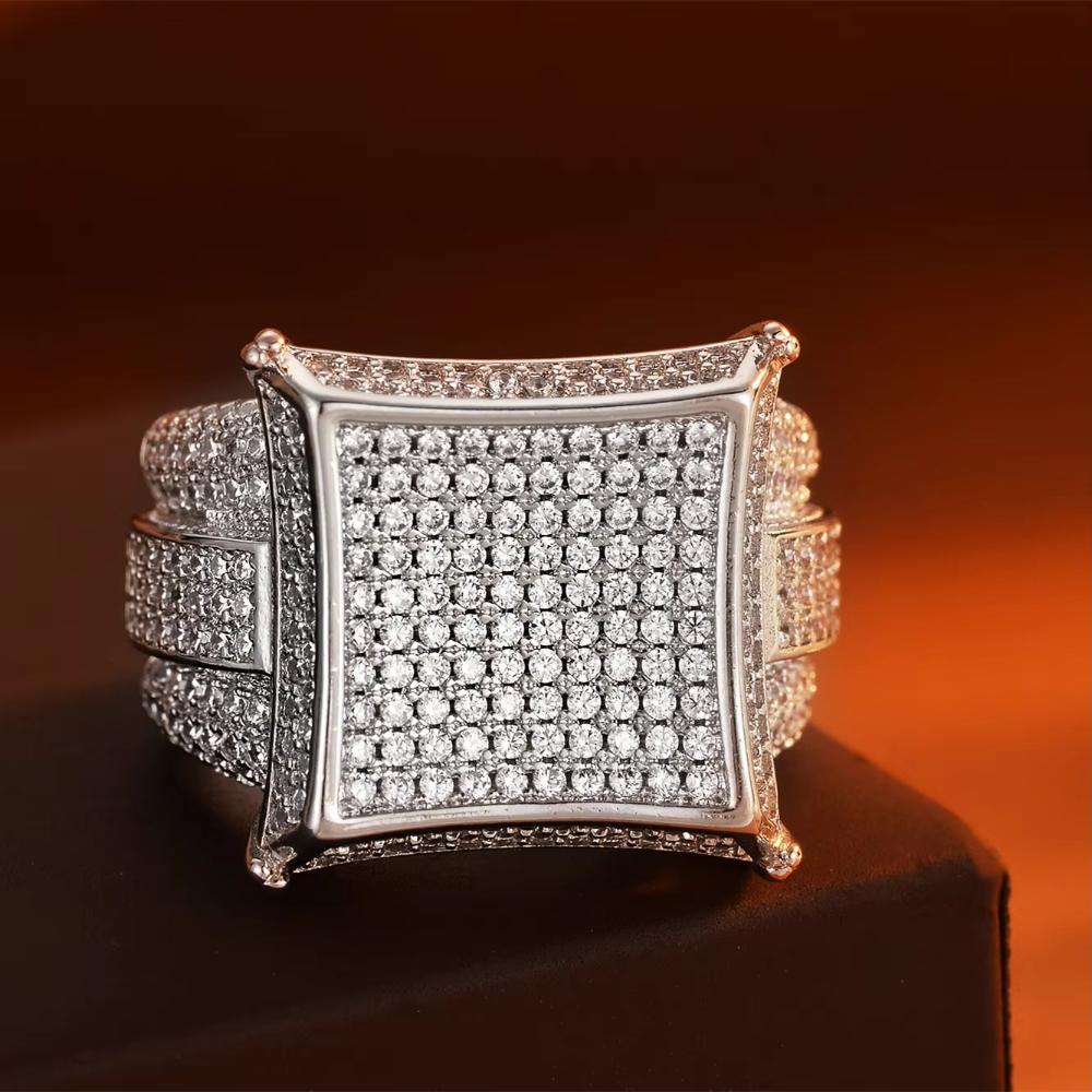 Luxury Hip-hop Ring with Full Cubic Zirconia Inlaid-holiday Gift