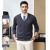 YINGAO Men's Autumn/Winter Thick Jacquard Single-Breasted Cardigan Sweater for Middle-Aged Business Casual Wear