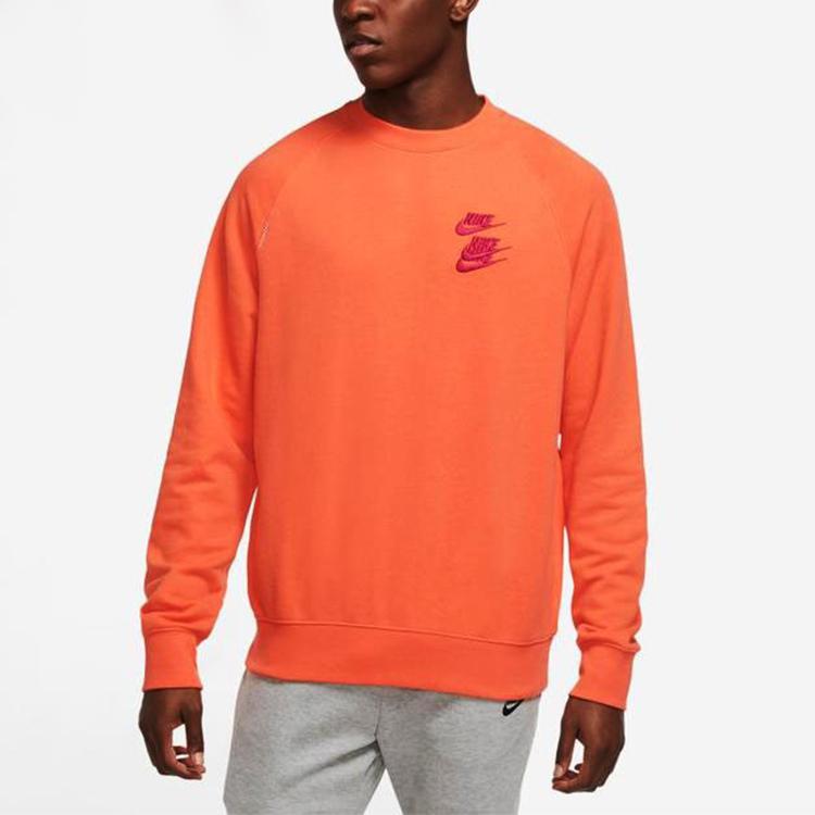 Nike Embroidered Swoosh Logo Crewneck Sweatshirt Men Tops Orange DD0883-842