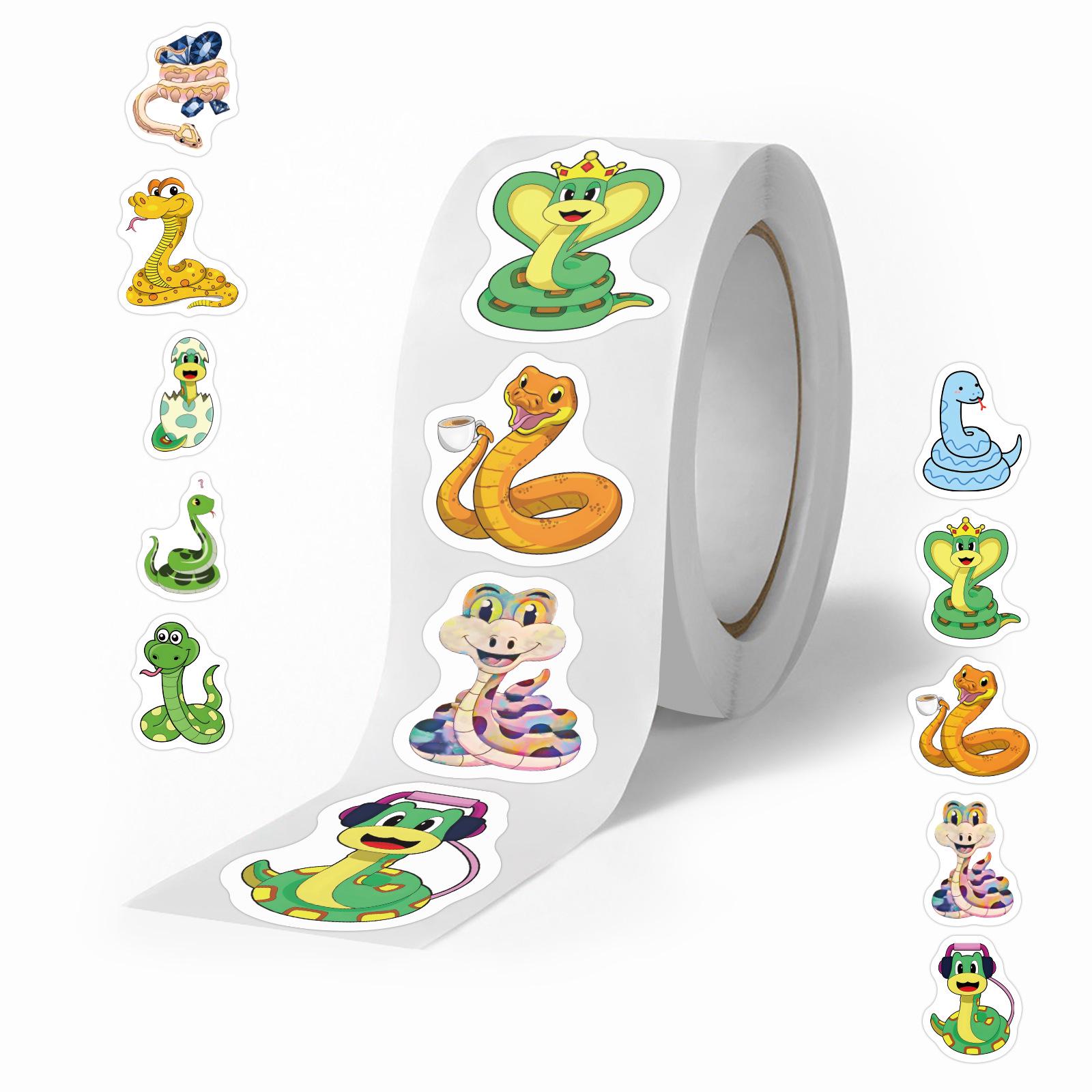 Cartoon Snake Roll Stickers for Children s DIY Projects - 500 Stickers per Roll