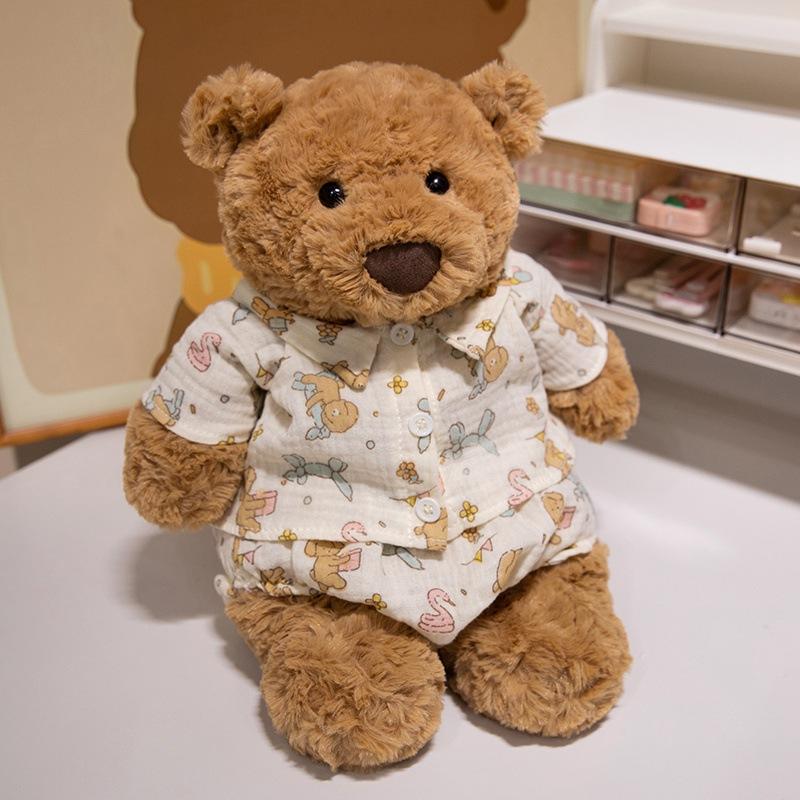 Cartoon Barcelona Bear Doll Brown Clothes Teddy Bear Plush Toy Doll Children's Pillow Doll Gift