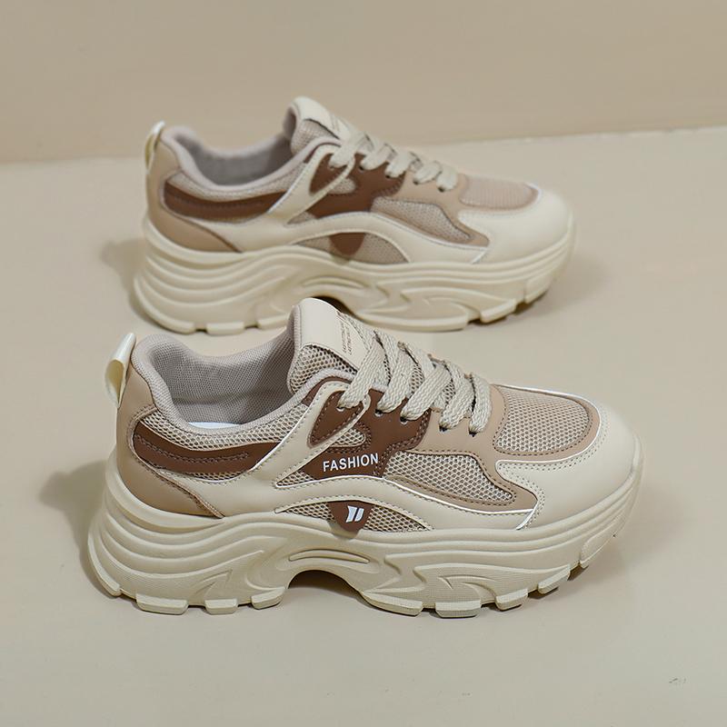 CRLAYDK 2024 New Women's Chunky Sneakers Lace Up Platform Mesh Walking Shoes Fashion Casual Wedge Sport Dad Running Tennis