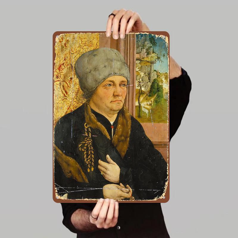 

Vintage Oil Painting Style Portrait Iron Art Decorative Wall Hanging for Living Room Study Room Home Decoration 7.9x11.8In(20x30cm)