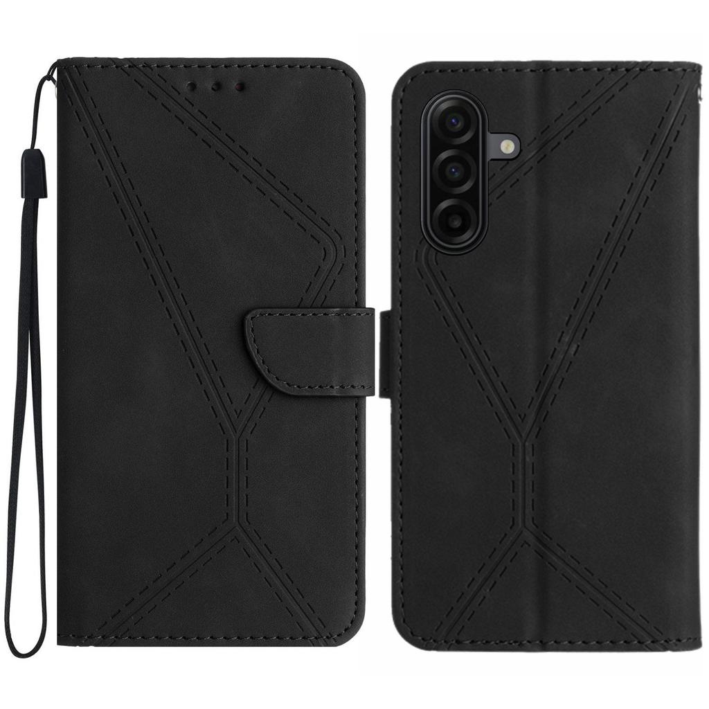For Samsung Galaxy A57 5G Case Skin Touch Lines Imprinted PU Leather Flip Phone Cover
