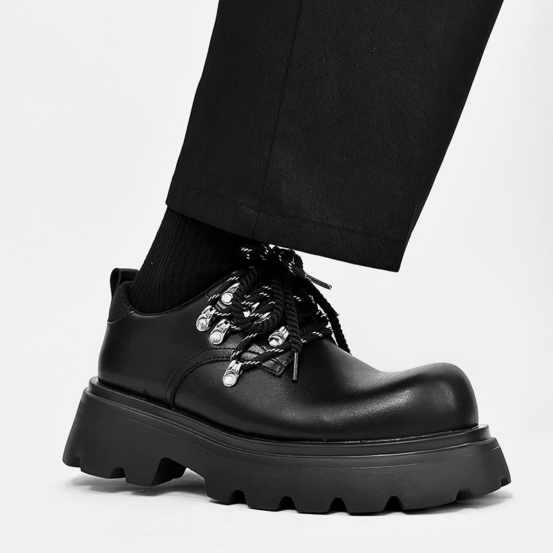 Fashion Thick Soled Derby Men's Shoes Classic Minimalist British Style Business Party Wedding Black Versatile Youth Adult Casual Shoes