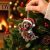 Hanging Decorations for Car Rearview Mirrors Dachshund Christmas Ornaments, 2D Flat Dog Themed Acrylic Xmas Durable Pendants Tree Decoration