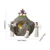 Christian Easter Decor Little Jesus Figures Empty Tomb Easter Scene Decor with Cross for Indoor Holiday Home Tabletop Ornaments