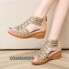 Fashion Hot Selling Shoes Women Slippers Heels Sandals Woman's 2025 New Fashion Rhinestone Platform Wedges Gladiator Sandales Femmes