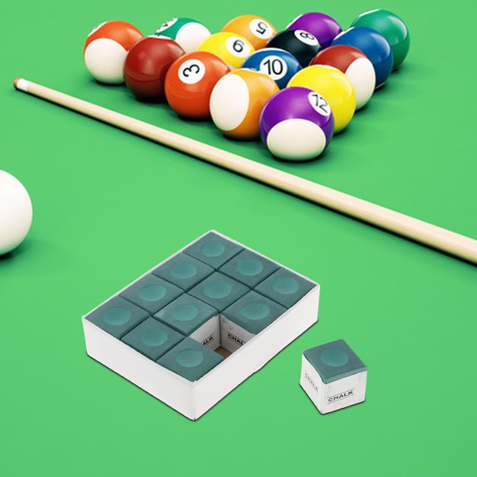 

12 Pieces Pool Cue Chalks Increase Friction Lightweight Pool Chalk Cubes Supplies Billiards Accessories for Bar Pool Tournament зелёный