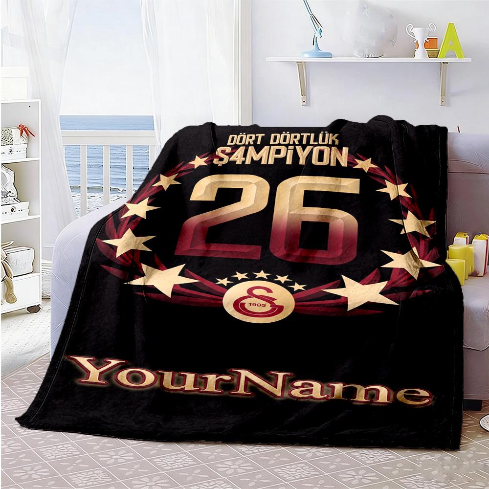 Galatasaray 306 Personalized Text Blanket Throw Customizable Blanket Warmthful Decor Perfect for Couch Sofa Livingroom Seaside Four Seasons Universal