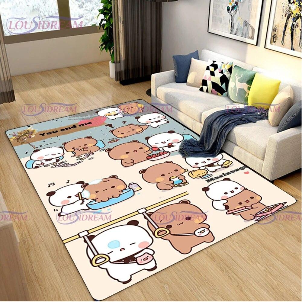3D Print Cartoon Bubu and Dudu Carpet Cute Lover Bear Area Rug for Living Room Bedroom Decorate Door Mat Kids Room Rug Gift