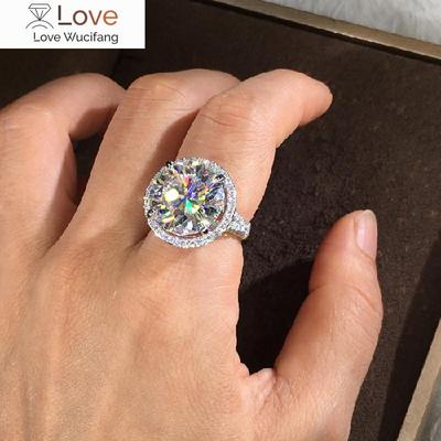 Gorgeous Bride Wedding Rings with 10MM Round Zirconia Luxury Female Accessories Elegant Women Gift Shiny Crystal Jewelry