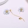 Women Little Daisy Earrings Set,Asymmetry Design Jewelry Accessories Painted Flowers,Elegent Cute Charm Stud Earring for Gifts