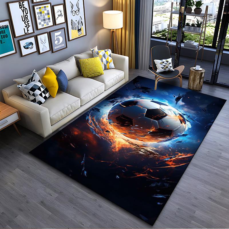 

Fiery Soccer Ball with Shattering Effect Rug Suitable for use as an anti-slip game mat for living room and bedroom sofas 40x60cm( 15x23in )