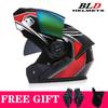 Full Face Motorcycle Helmet With Dual Visors Flip-Up Design Scooter E-Bike Riders