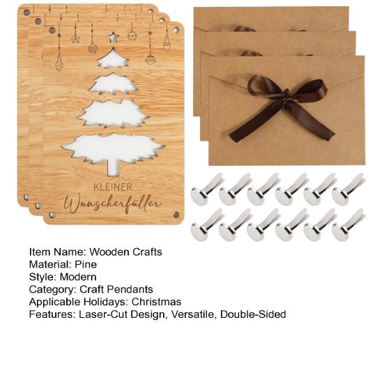 Wooden Crafts German Blessings Engraved Money Tree Board Double-Sided Traditional Wooden Holiday Gift