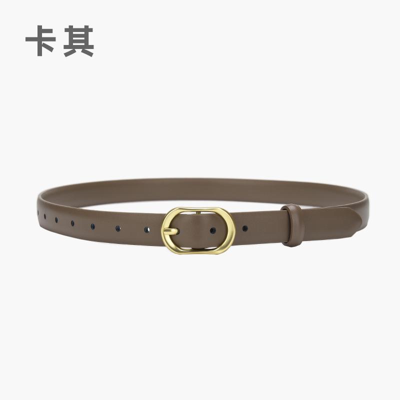 Simple Oval Buckle Pin Buckle Women'S Belt Leather Decorative Suit Skirt Women'S Belt Women