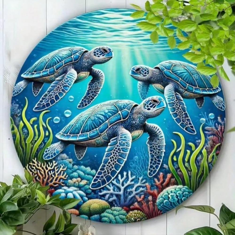 Metal Sign Ocean Turtle Wall Art Nautical Home Decor Bar Cafe