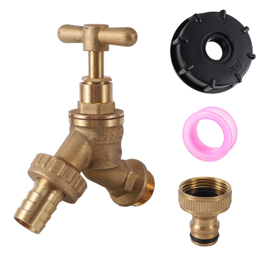 IBC Tank Adapter G1/2" Brass Faucet S60X6 Coarse Thread IBC Tank Fitting Water Tank Discharge Tap Replacement Garden Irrigation