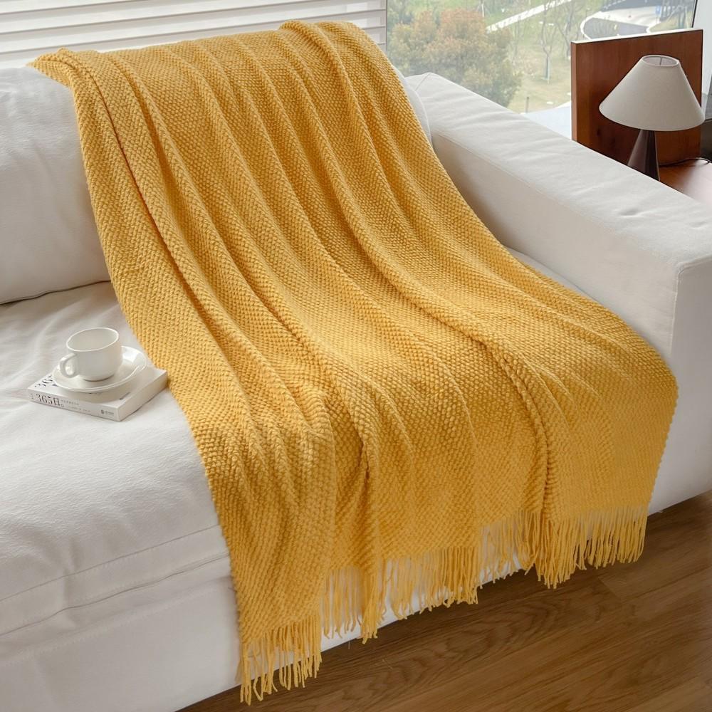 Color-Woven Cross-Ins Throw: Versatile Sofa & Bed Blanket, No Shedding