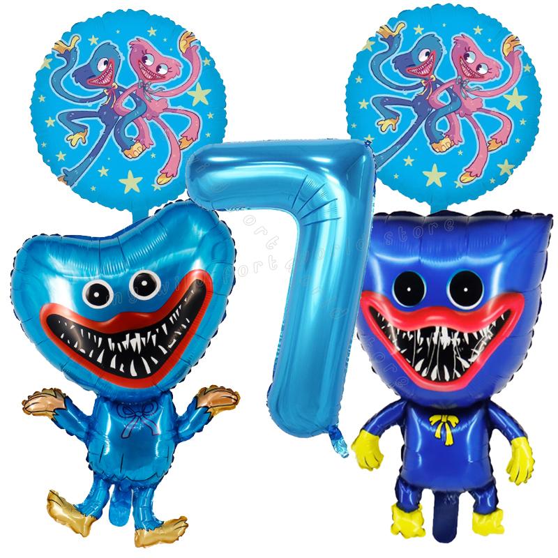 Game Huggy Wuggy Number Balloons Decoration Poppy Playtime Birthday Party Ballon Set Baby Shower Cartoon Round Foil Balloon