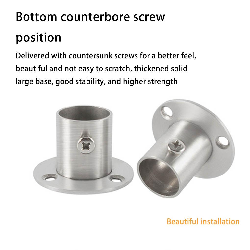 Wardrobe Bracket Rod Holder Shower Curtain Flange Heavy Duty Socket Wall Mounted Tube Closet Rods End Support for Garden