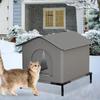 Outside Cat House Outdoor Shelter for Cats with Mat and Raised Floor Insulated Warm Pet Kitten Nest Cave for Patio Backyard