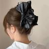 Vintage PU Bow Hair Claw Clips for Women Elegant Bowknot Hairpins Barrettes Hair Accessories Large Size Ponytail Hair Clips Crab