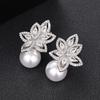 style earrings, imitation pearl flower horse eye design earrings, light luxury jewelry