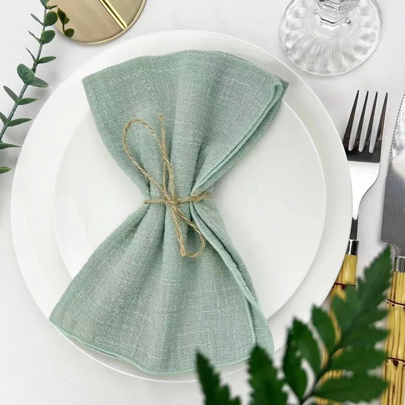 50pcs Handmade Gauze Napkins 30X30cm Cotton Cloth Napkins Fabric Serviette Gauze Table Towels for Wedding Party Baby Shower Set