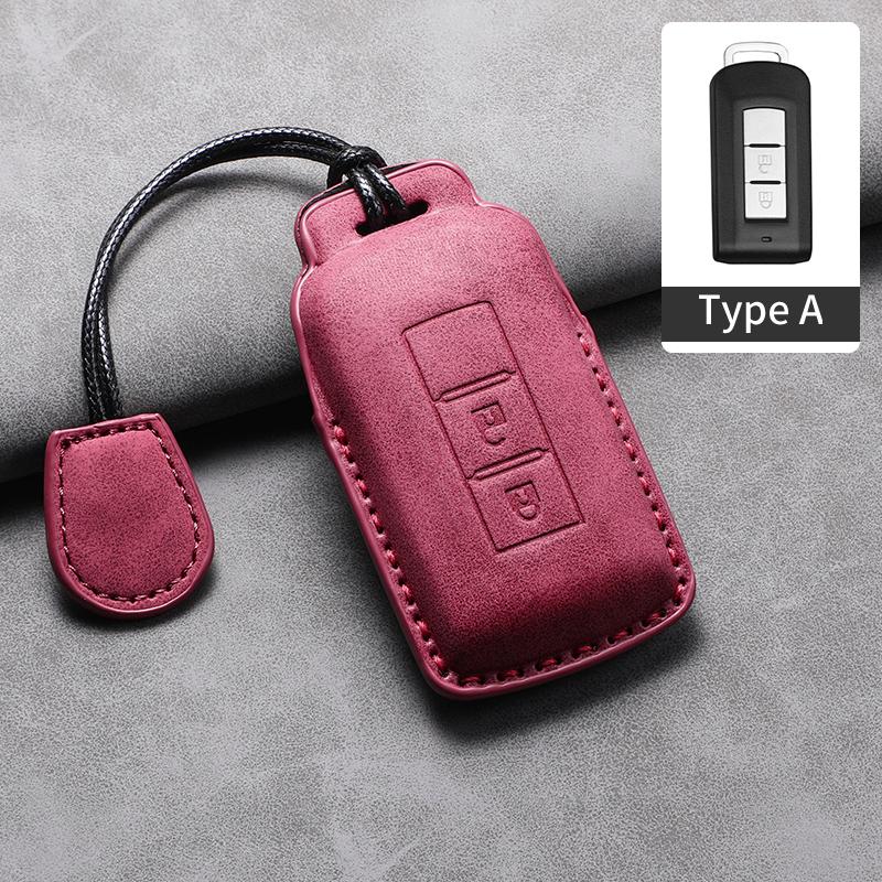 Leather Car Key Case Protector Cover For Mitsubishi Xpander Outlander L200 Asx Pajero Eclipse Cross Montero Soft Lancer Mirage